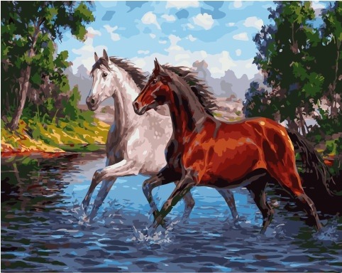 Картина по номерам Paintboy GX 34491 Резвые лошади 40x50 см фото 1