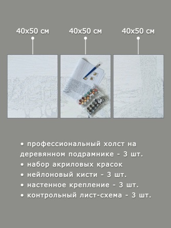 Картина по номерам ТРИПТИХ Paintboy PX 5217 Ночная Москва 3 шт. 40x50 см фото 2