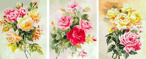 Картина по номерам ТРИПТИХ Paintboy PX 5192 Нежные розы 3 шт. 40x50 см фото 1