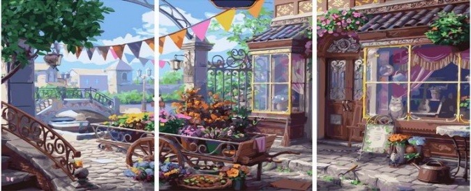 Картина по номерам ТРИПТИХ Paintboy PX 5288 В летнем дворике 3 шт. 40x50 см фото 1