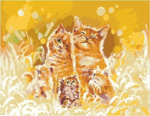 Картина по номерам Paintboy PK 59002 Счастье быть семьёй/ Коты (Логинова Аннет) 40х50 см фото 1
