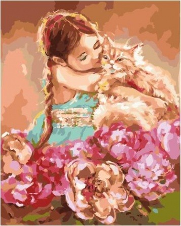 Картина по номерам Paintboy PK 59003 Мой милый рыжик/ Девочка с котом (Логинова Аннет) 40х50 см фото 1
