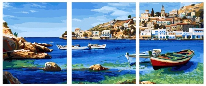 Картина по номерам ТРИПТИХ Paintboy PX 5121 Средиземноморская бухта 3 шт. 40x50 см фото 1