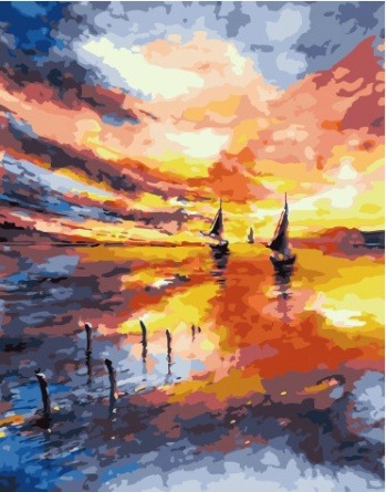Картина по номерам Paintboy GX 34370 Парусные лодки на закате 40x50 см фото 1