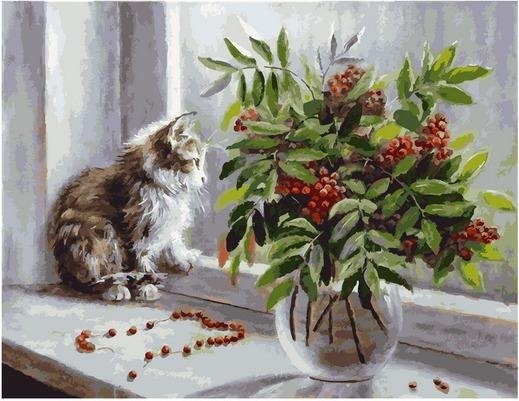 Картина по номерам Paintboy PK 79046 Рябиновые бусы (Воробьёва Ольга) 40х50 см фото 1