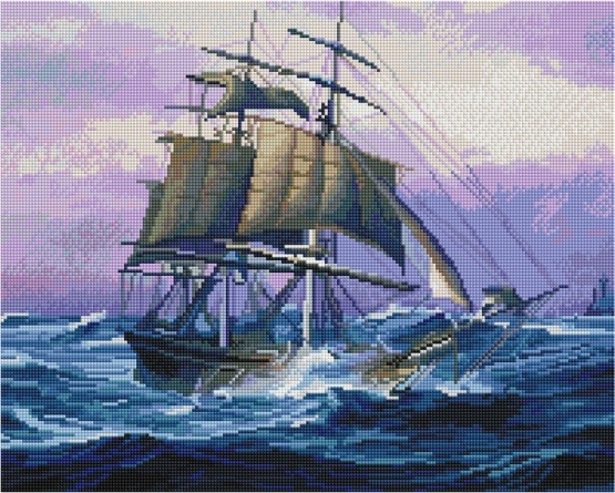 Алмазная мозаика GF 4052 Парусник в бушующем море 40x50 см фото 1