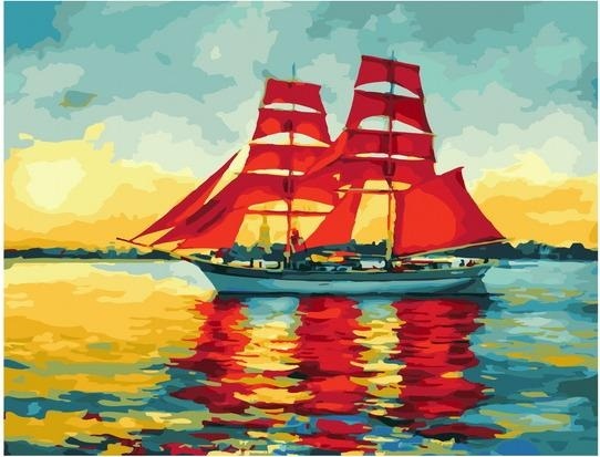 Картина по номерам Paintboy GX 27832 Парусник на рассвете 40х50 см фото 1
