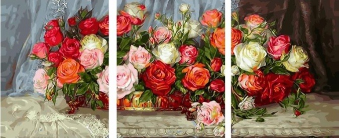 Картина по номерам ТРИПТИХ Paintboy TPK 59014 (PX 5275) Розы (Дандорф Ольга) 3 шт. 40x50 см Эксклюзив фото 1