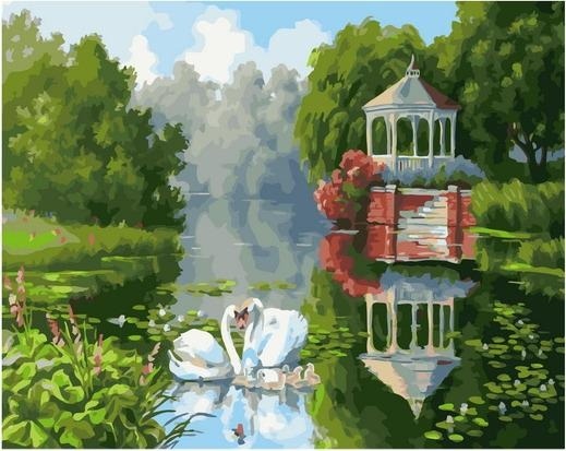 Картина по номерам Paintboy GX 37134 Лебеди на пруду (Самарская Елена) 40х50 см фото 1
