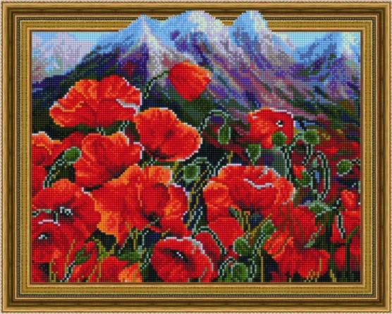Алмазная мозаика 3D эффект TSGJ 1235 Горные маки 40*50 фото 1