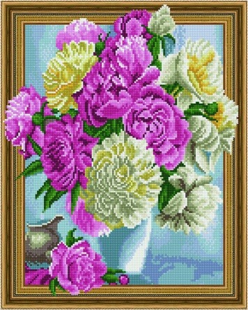 Алмазная мозаика 3D эффект TSGJ 1269 Бархатные пионы 40*50 фото 1