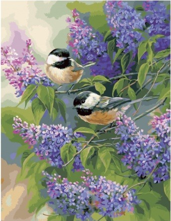Картина по номерам Paintboy GX 34518 Птички на кустах сирени 40x50 см фото 1