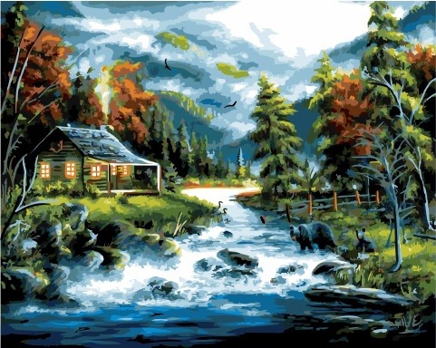Картина по номерам Paintboy GX 34423 Охота на рыбу 40x50 см фото 1