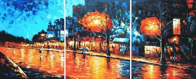 Картина по номерам ТРИПТИХ Paintboy PX 5232 Осенняя улица 3 шт. 40x50 см фото 1