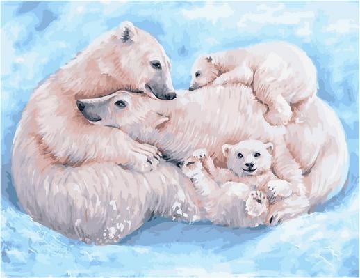 Картина по номерам Paintboy PK 79060 Все вместе. Семья белых медведей (Ольховая Юлия) 40х50 см фото 1