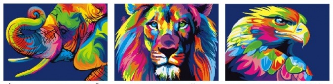 Картина по номерам ТРИПТИХ Paintboy PX 5148 Радужные звери 3 шт. 40x50 см фото 1