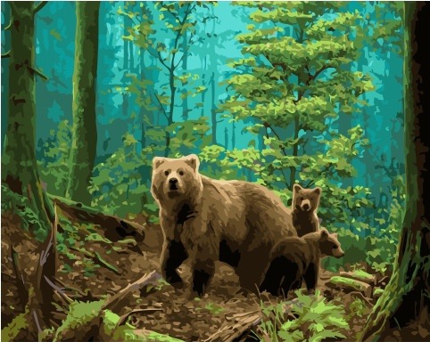Картина по номерам Paintboy GX 34201 Медведица с потомством 40x50 см фото 1