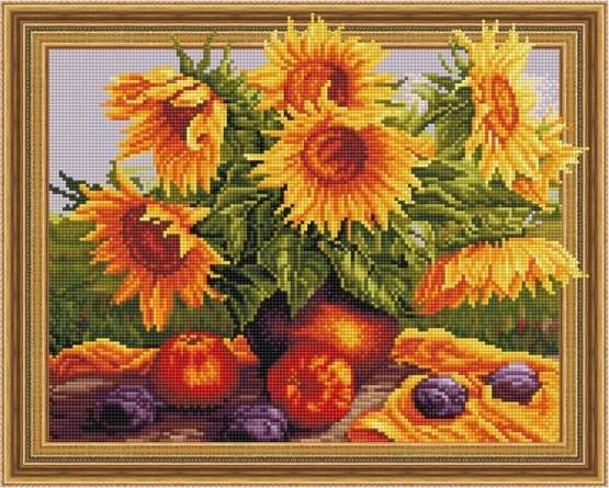 Алмазная мозаика 3D эффект TSGJ 1171 Букет полевых подсолнухов 40*50 фото 1