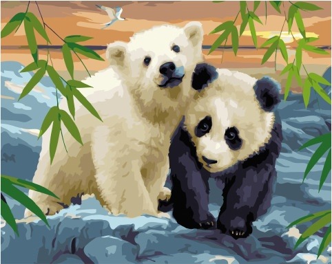 Картина по номерам Paintboy GX 34475 Панда и белый мишка 40x50 см фото 1