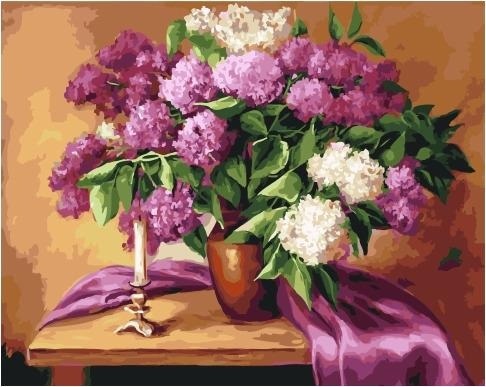 Картина по номерам Paintboy GX 26469 Сирень и свеча 40х50 см фото 1
