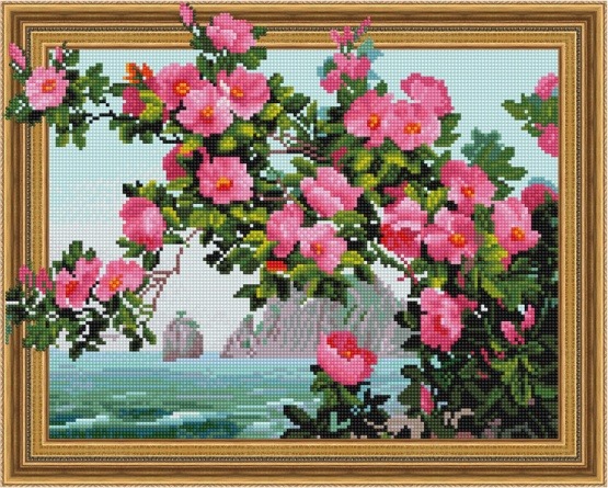 Алмазная мозаика 3D эффект TSGJ 1165 Цветы у моря 40*50 фото 1