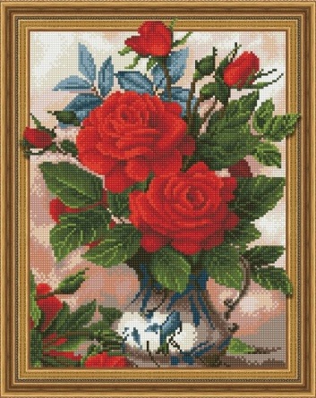 Алмазная мозаика 3D эффект TSGJ 1087 Алые розы 40*50 фото 1