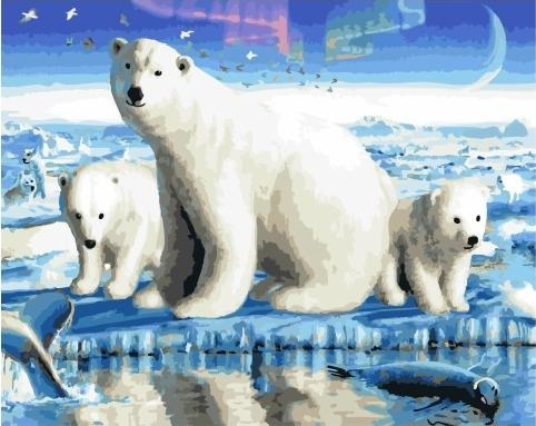 Картина по номерам Paintboy GX 36229 Полярная медведица с потомством 40х50 см фото 1