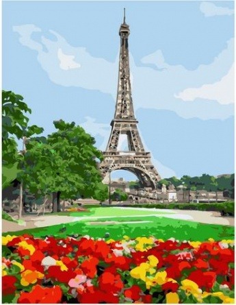 Картина по номерам Paintboy PK 72002 Цветочная поляна перед Эйфелевой башней 40х50 см фото 1