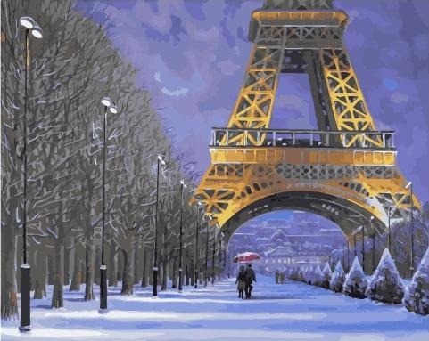 Картина по номерам Paintboy GX 30824 Зимняя прогулка по Парижу 40х50 см фото 1