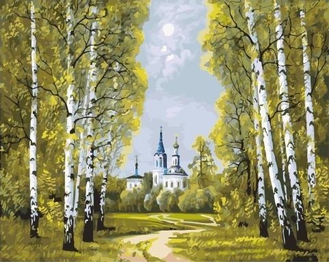 Картина по номерам Paintboy GX 35044 Храм за березовой рощей 40х50 см фото 1