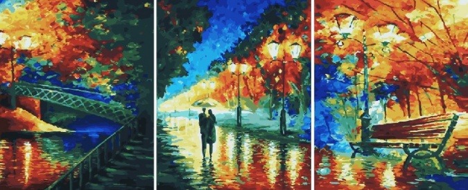 Картина по номерам ТРИПТИХ Paintboy PX 5214 Осенняя аллея 3 шт. 40x50 см фото 1