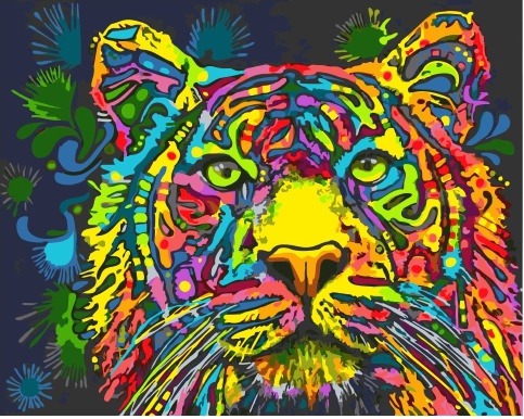 Картина по номерам Paintboy GX 34578 Разноцветный тигр 40x50 см фото 1