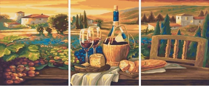 Картина по номерам ТРИПТИХ Paintboy PX 5210 Виноградники Тосканы 3 шт. 40x50 см фото 1