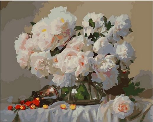Картина по номерам Paintboy PK 68047 Нежный букет в стеклянной вазе 40х50 см фото 1