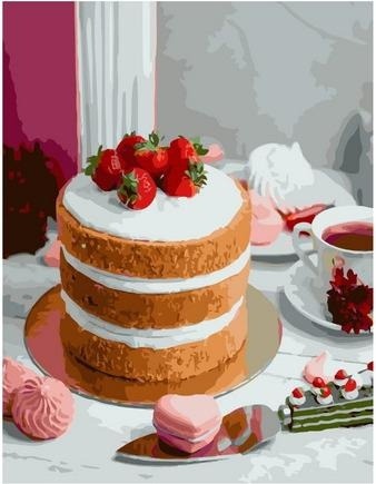 Картина по номерам Paintboy GX 37548 Клубничный пирог 40х50 см фото 1