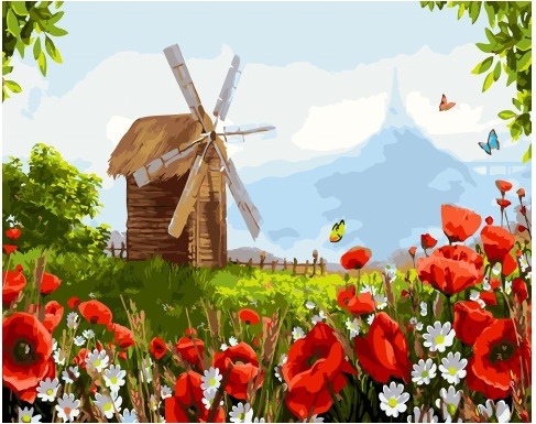 Картина по номерам Paintboy GX 34359 Деревянная мельница 40x50 см фото 1