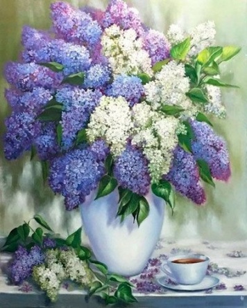 Картина по номерам Paintboy GX 26471 Сирень и чашка чая 40x50 см фото 1