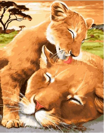 Картина по номерам Paintboy GX 34240 Любящий львенок 40x50 см фото 1