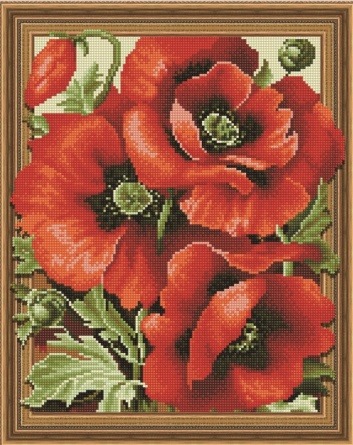 Алмазная мозаика 3D эффект TSGJ 1072 Красные маки 40*50 фото 1