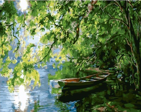 Картина по номерам Paintboy GX 34348 Лодочка в тенистом пруду 40x50 см фото 1