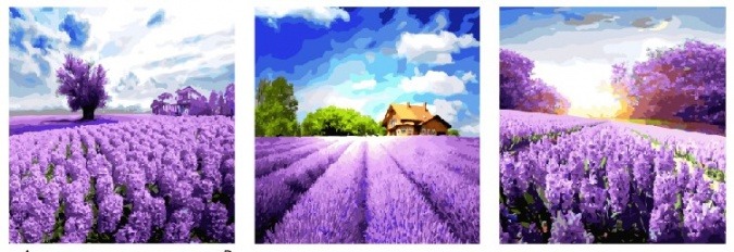 Картина по номерам ТРИПТИХ Paintboy PX 5167 Лавандовые поля 3 шт. 50x50 см фото 1